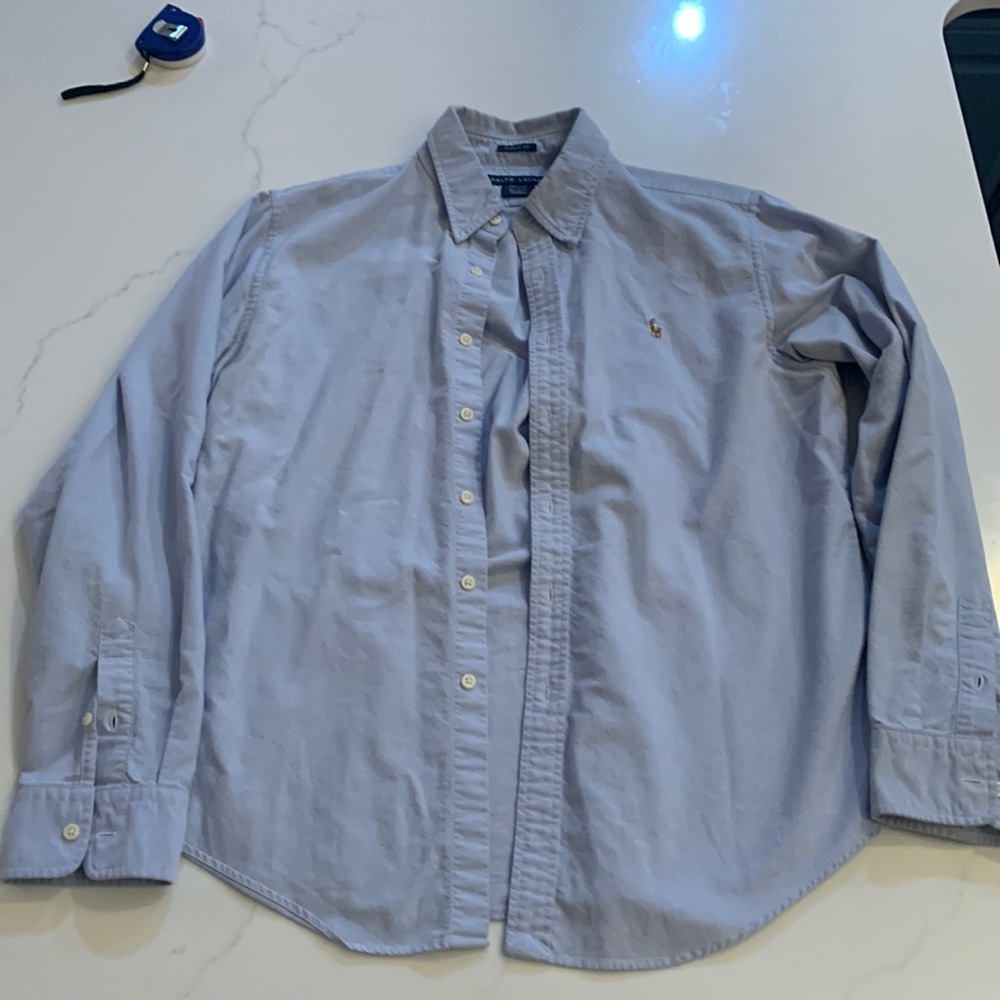 Mens Ralph Lauren polo button up blue shirt size 16